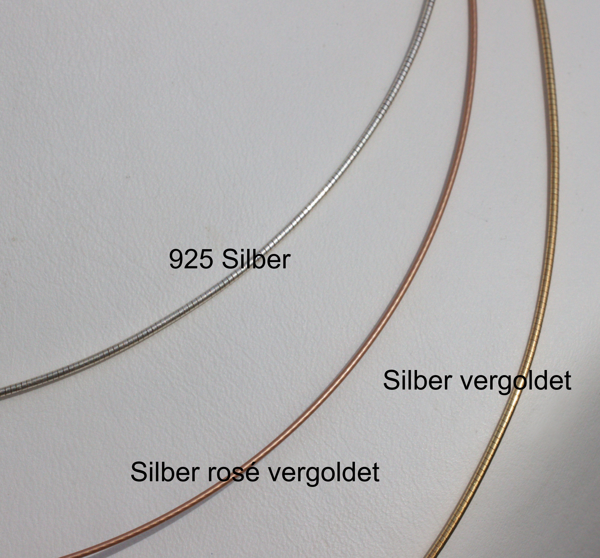 Omega-Reif aus 925 Silber, in 3 Farben, in silber, vergoldet und rosé vergoldet