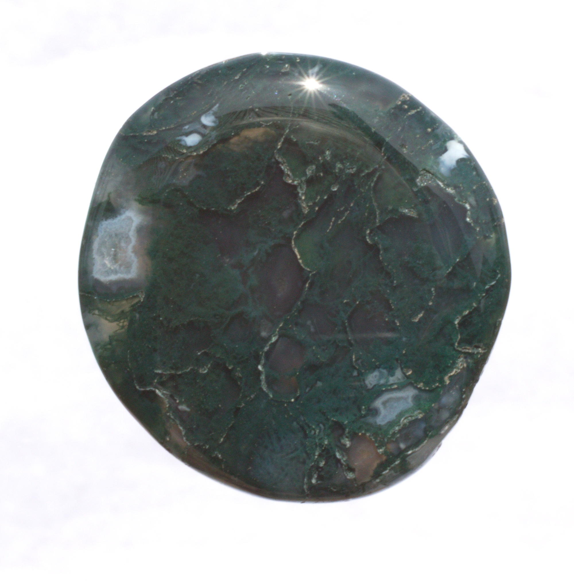 Moosachat Edelstein, Scheibenstein, ungebohrt,  