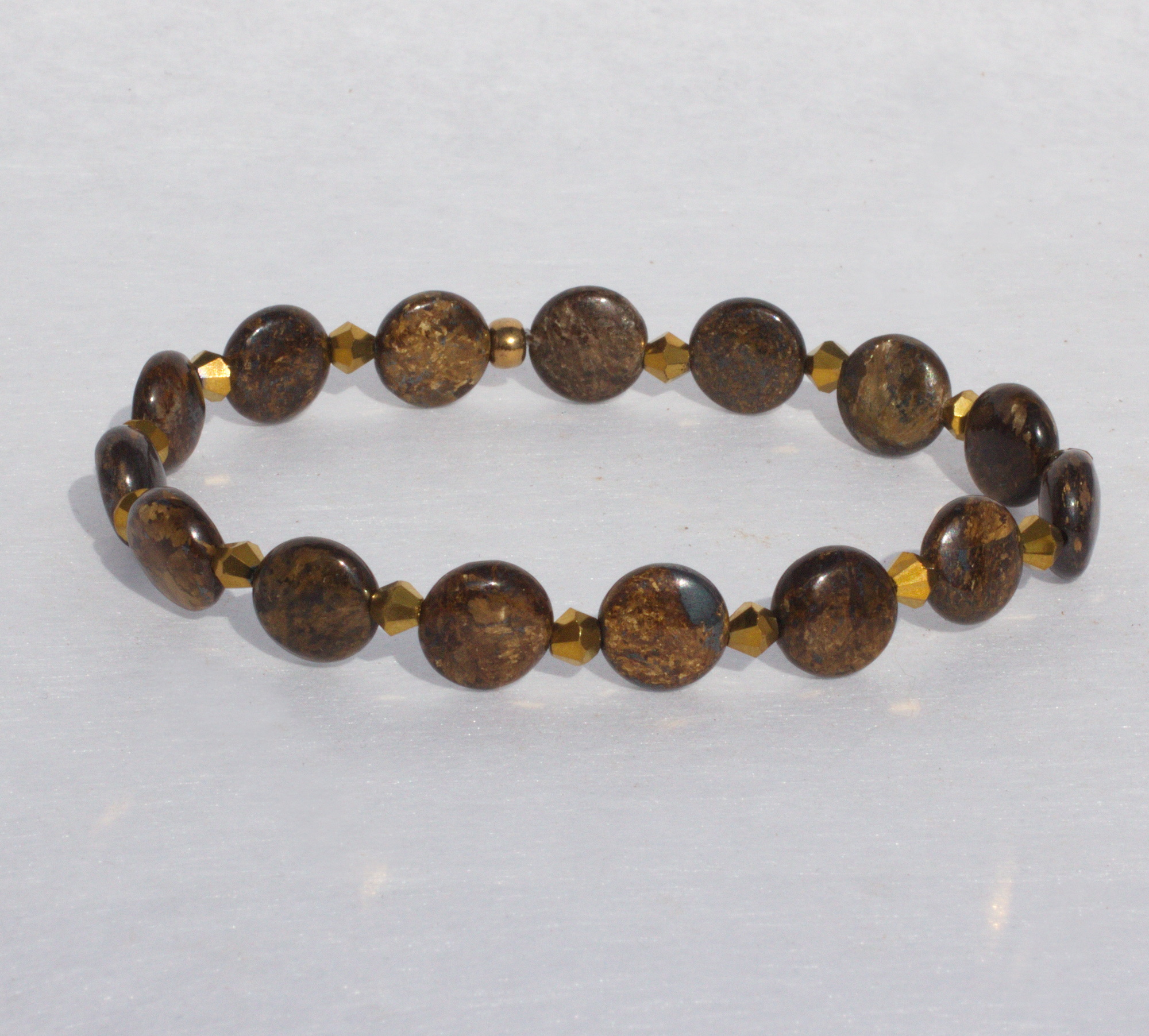 Bronzit Edelsteinarmband auf Elastikfaden aufgezogen 