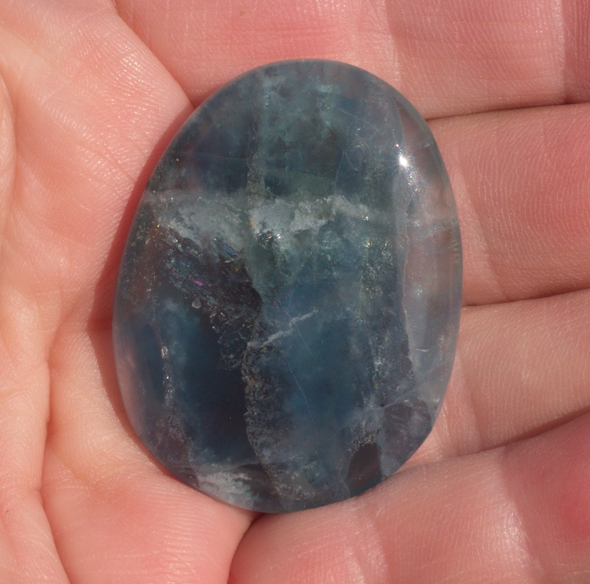 Fluorit blau Edelstein, Scheibenstein, ungebohrt,  