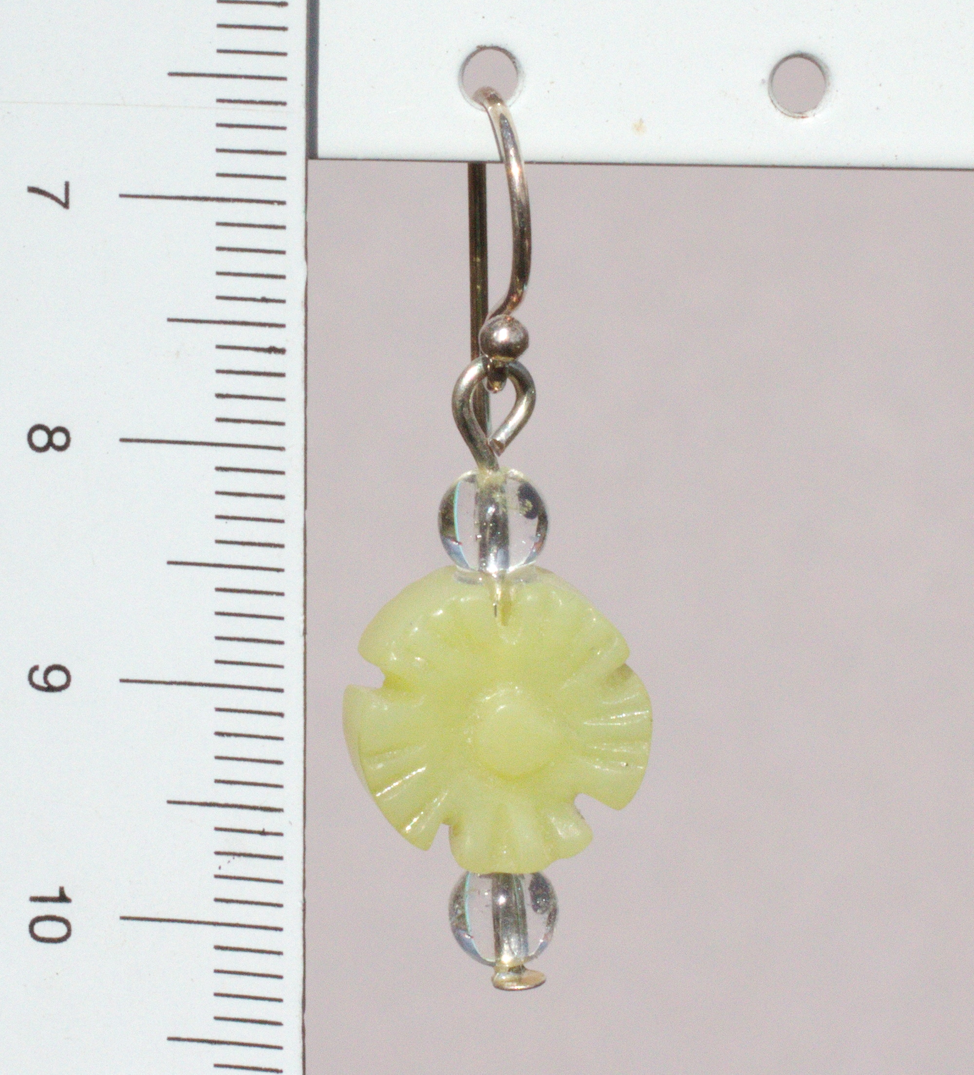 Serpentin Ohrhänger, Fischhaken mit Öse in 925 Silber 