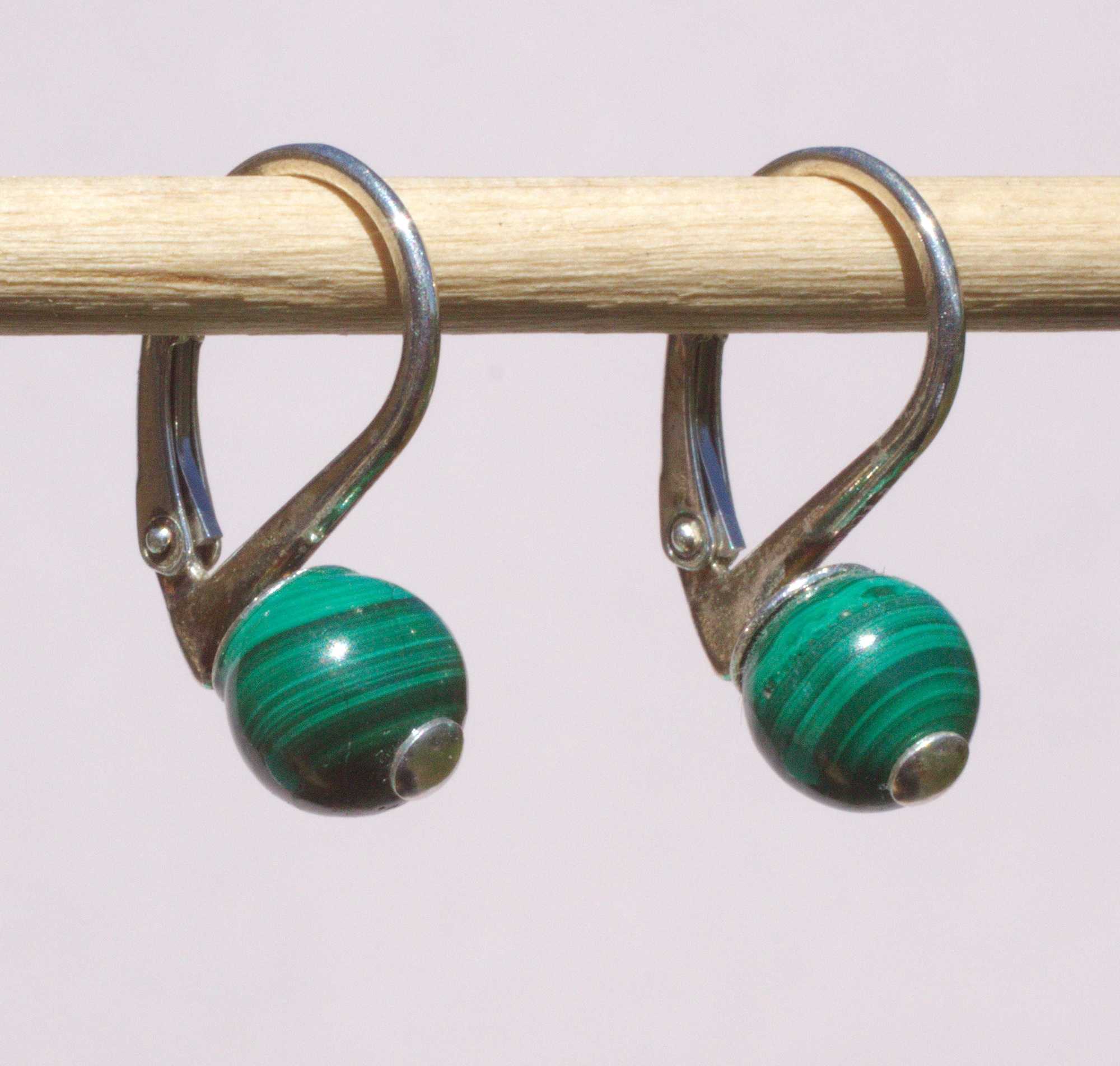 Malachit Ohrhänger mit Klappbrisur in 925 Silber 