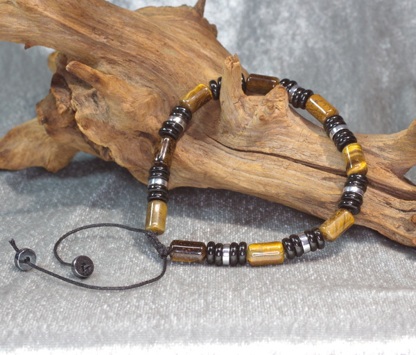 Tigerauge Edelsteinarmband nicht nur für den Mann, Länge verstellbar