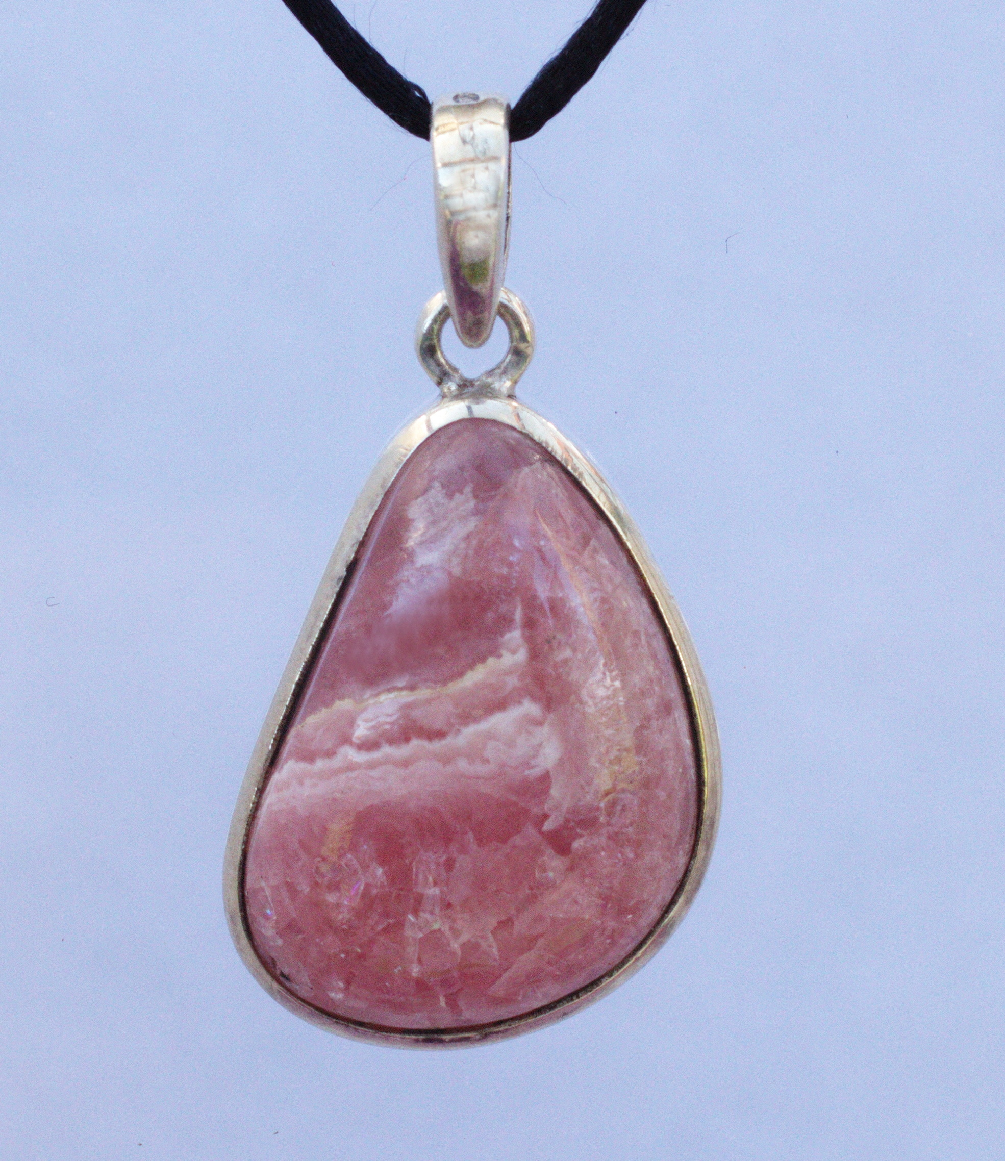 Rhodochrosit Edelsteinanhänger in 925 Silber gefasst  