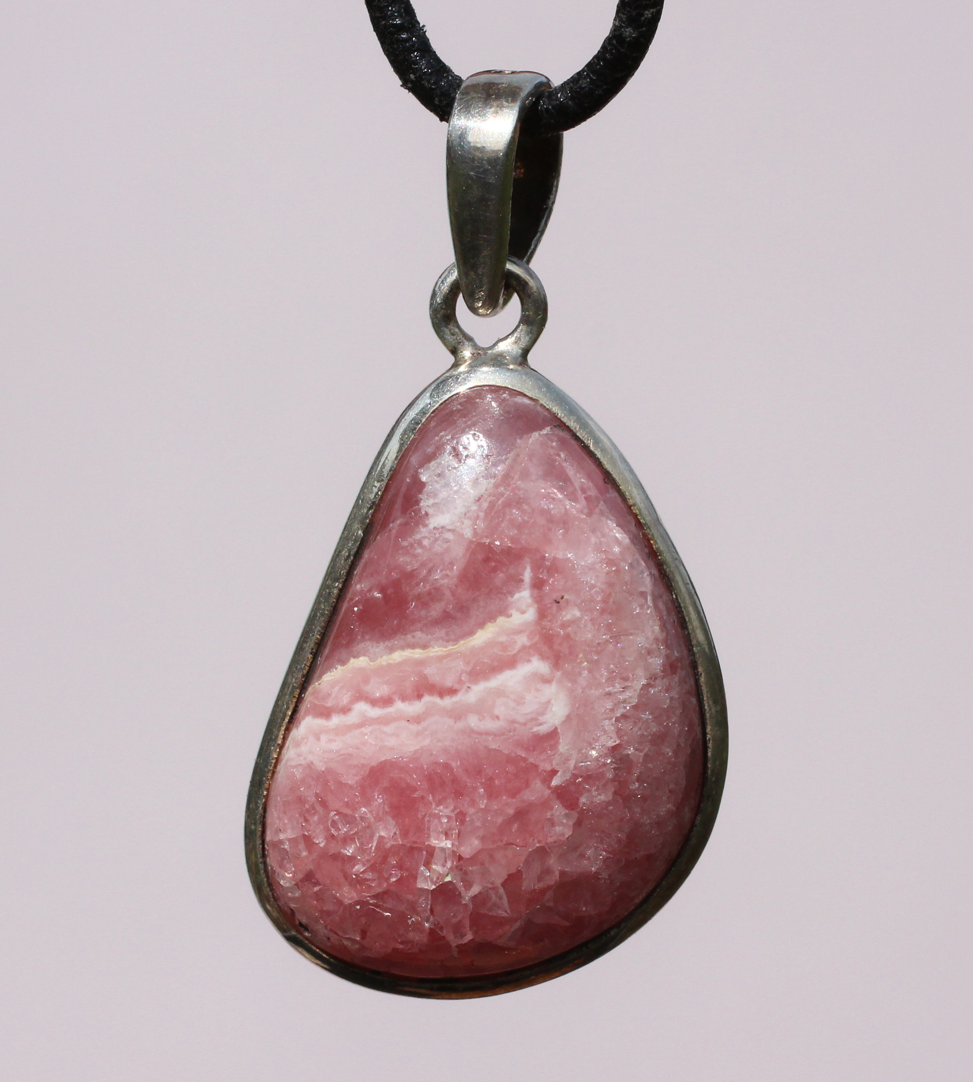 Rhodochrosit Edelsteinanhänger in 925 Silber gefasst  