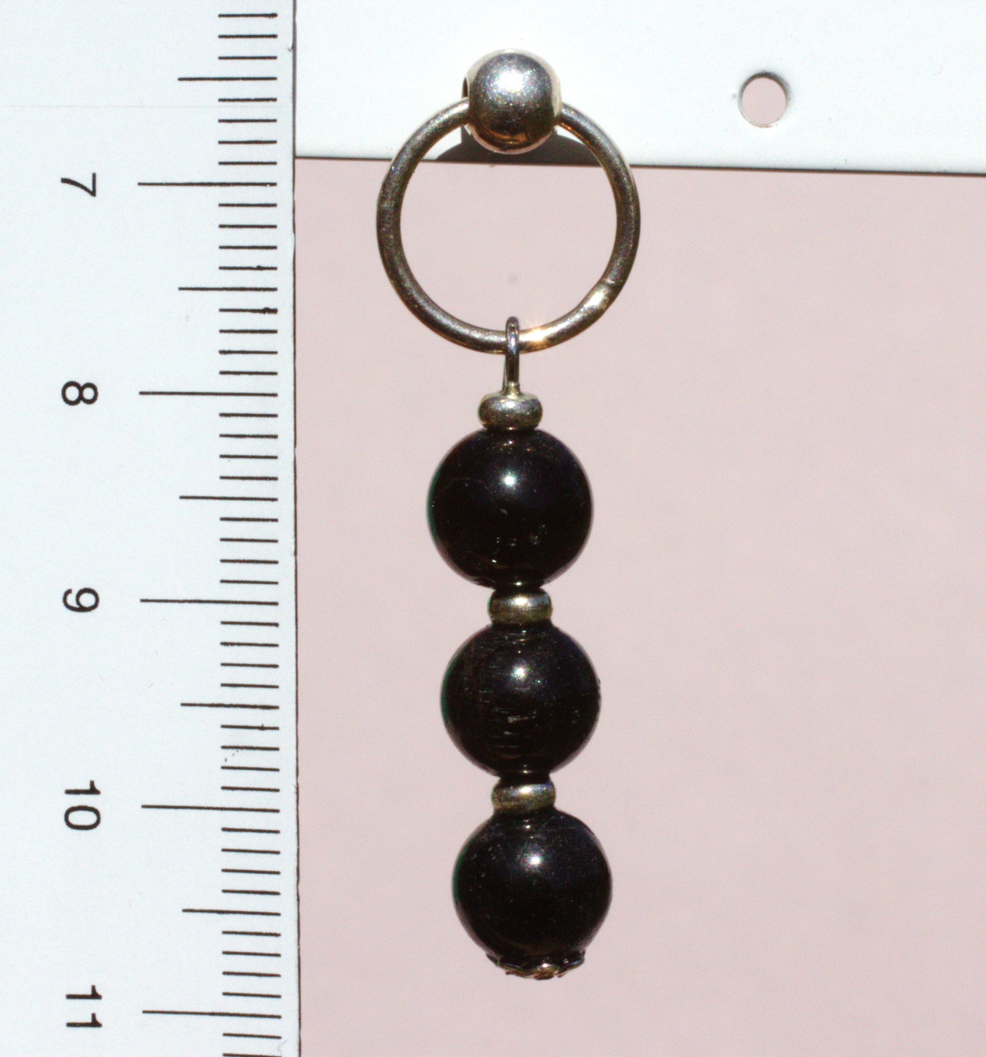 Turmalin schwarz  (Schörl),  Ohrstecker in 925 Silber